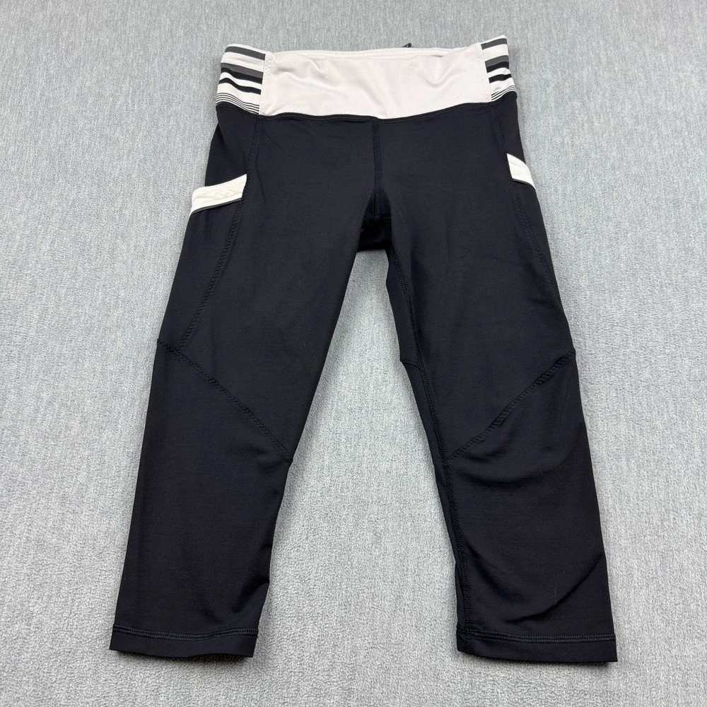 Lululemon Leggings Womens 4 Black White Run Mod Moves Crop 17